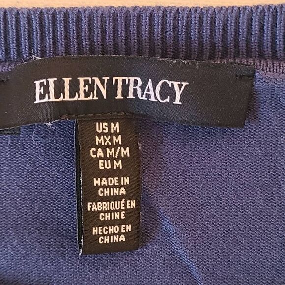 Ellen Tracy Blue Long Sleeve Pull Over Sweater Size Medium - Picture 5 of 14